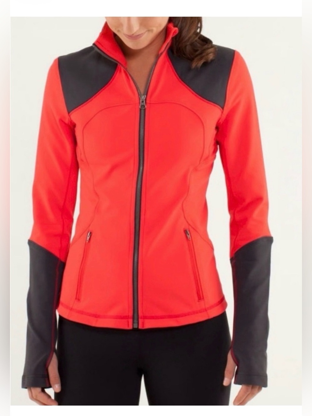 Lululemon Form Jacket Brushed in love red/deep coal size 8